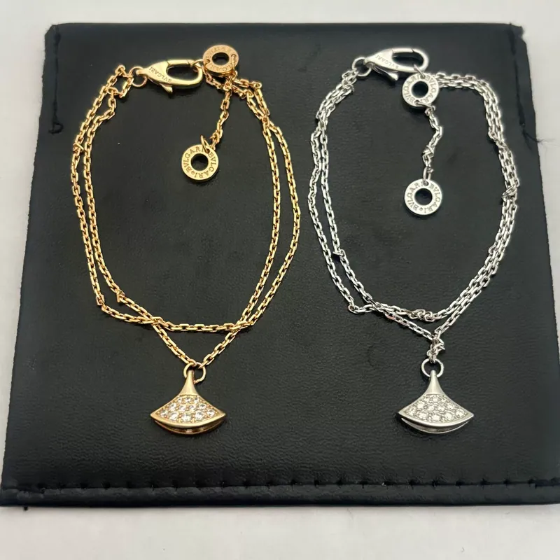 18K Gold Plated Zircon Fan Skirt Double Layer Bracelet