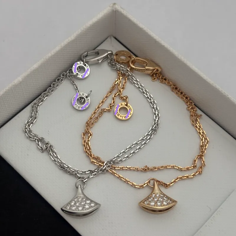 18K Gold vergoldet Zirkon Fächerrock Doppelschicht Armband