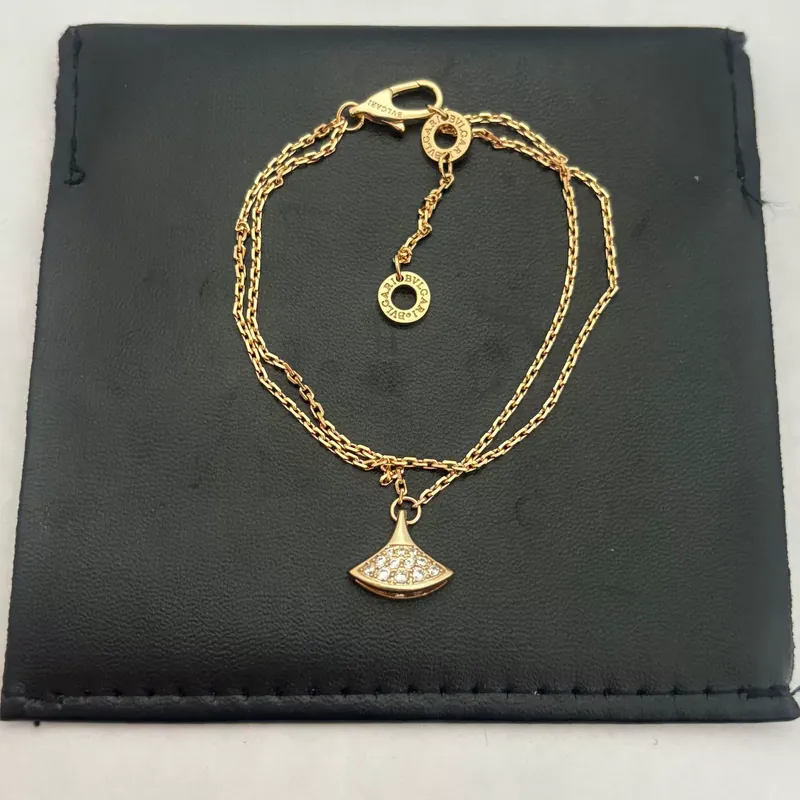 18K Gold vergoldet Zirkon Fächerrock Doppelschicht Armband