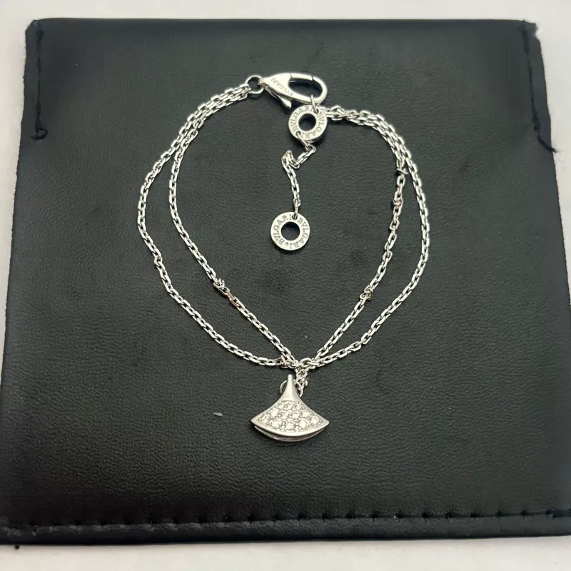 18K Gold vergoldet Zirkon Fächerrock Doppelschicht Armband