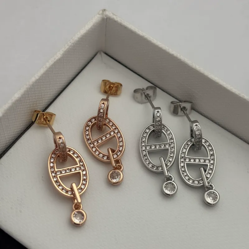 Zircon Oval Drop Earrings Vintage Style