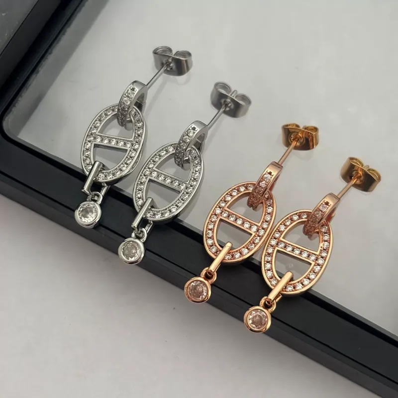 Zircon Oval Drop Earrings Vintage Style