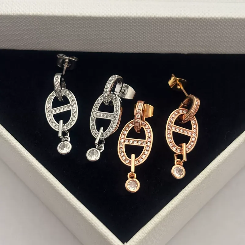 Zircon Oval Drop Earrings Vintage Style