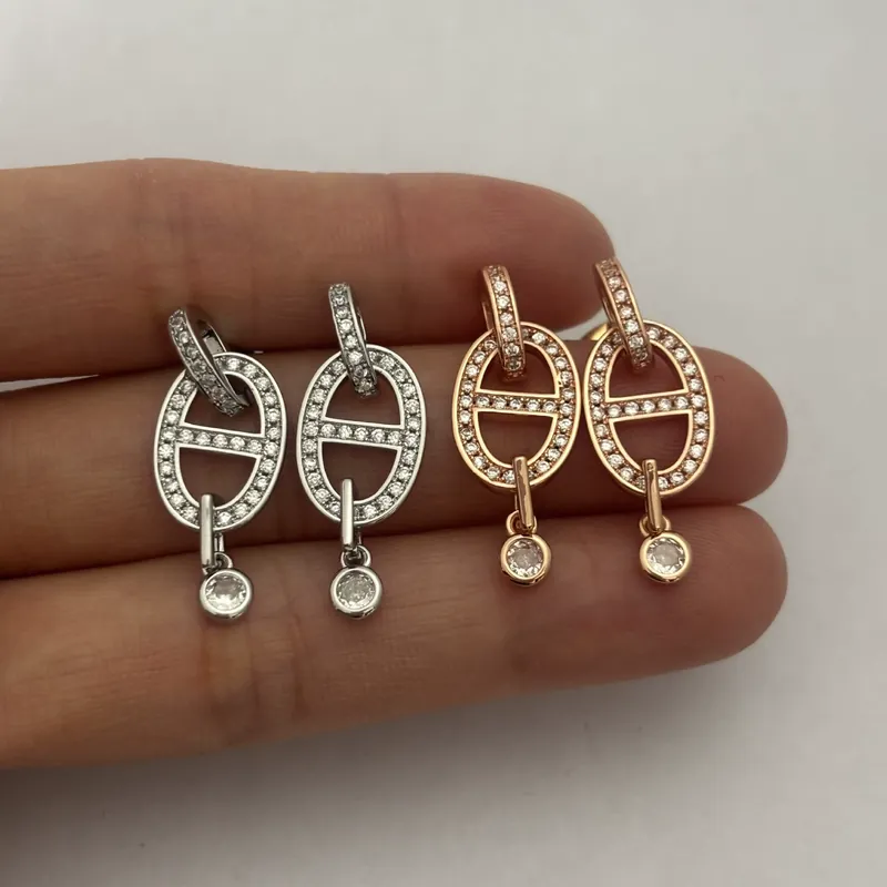 Zircon Oval Drop Earrings Vintage Style