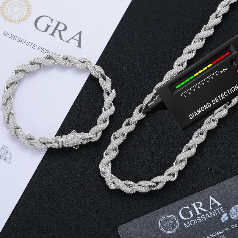 925 Sterling Silver Moissanite Twisted Chain