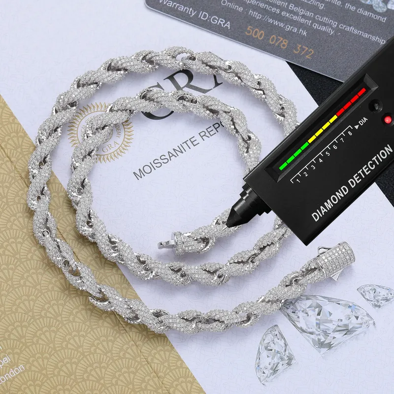 925 Sterling Silver Moissanite Twisted Chain