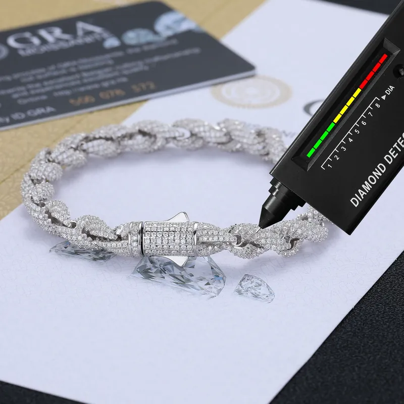 925 Sterling Silver Moissanite Twisted Chain