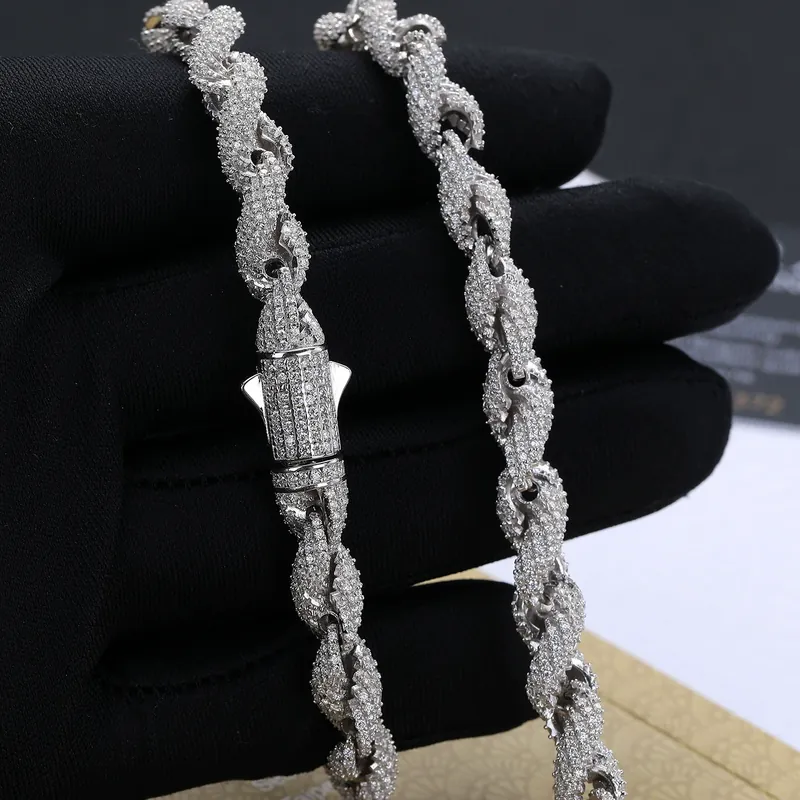 925 Sterling Silver Moissanite Twisted Chain