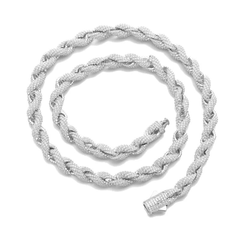 925 Sterling Silver Moissanite Twisted Chain