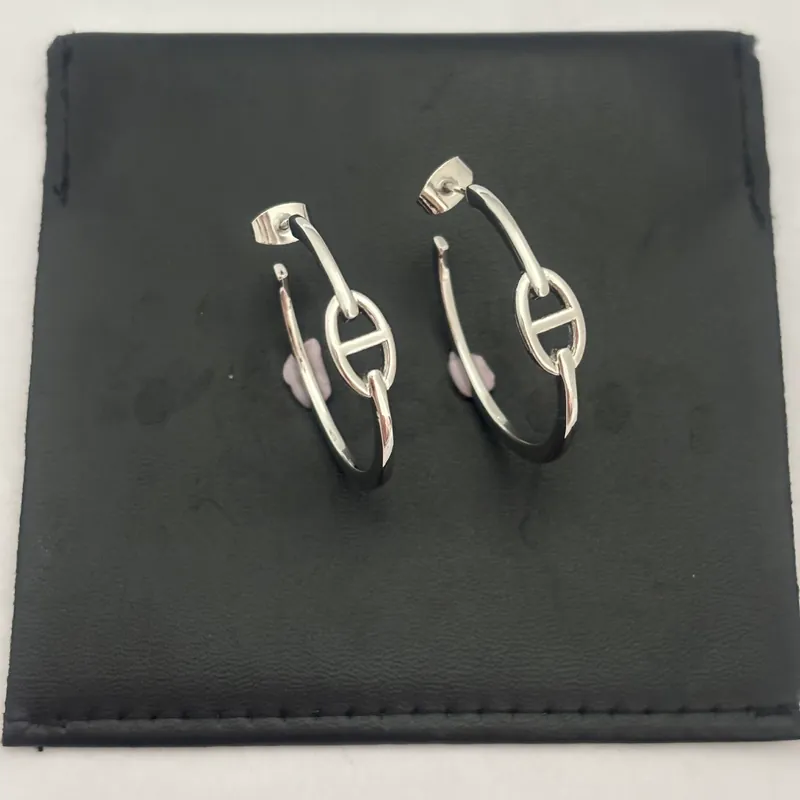 Metal C-Shape Chain Earrings Geometric Style