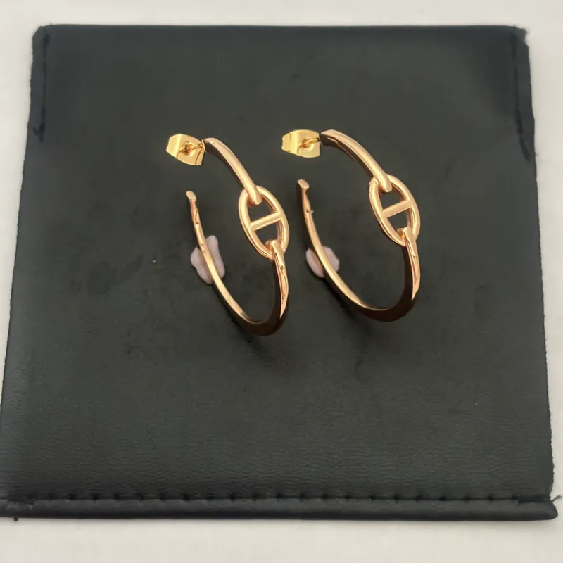 Metal C-Shape Chain Earrings Geometric Style