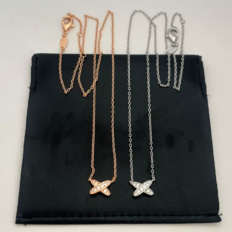 Zircon X Letter Cross Pendant Necklace