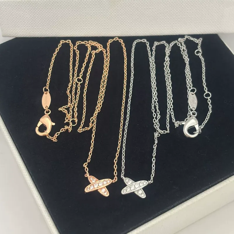 Zircon X Letter Cross Pendant Necklace