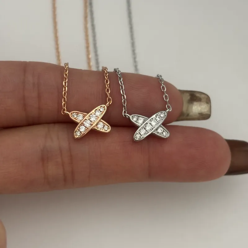 Zircon X Letter Cross Pendant Necklace