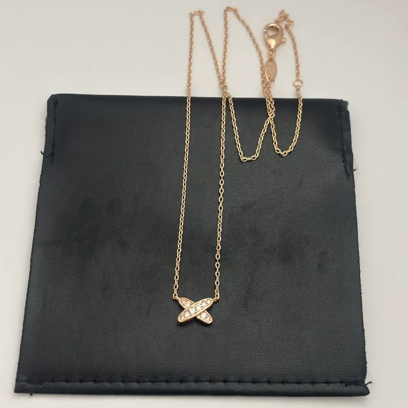 Zircon X Letter Cross Pendant Necklace