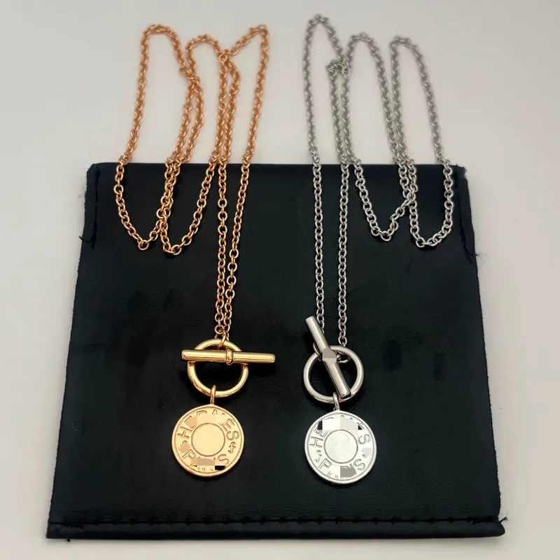 Metal Round Pendant Necklace Adjustable Chain
