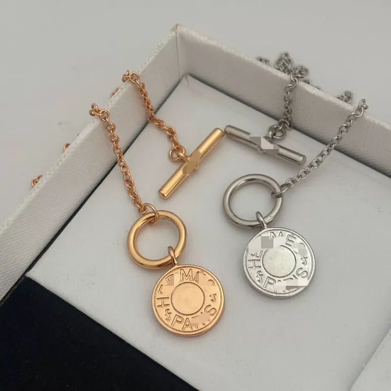 Metal Round Pendant Necklace Adjustable Chain