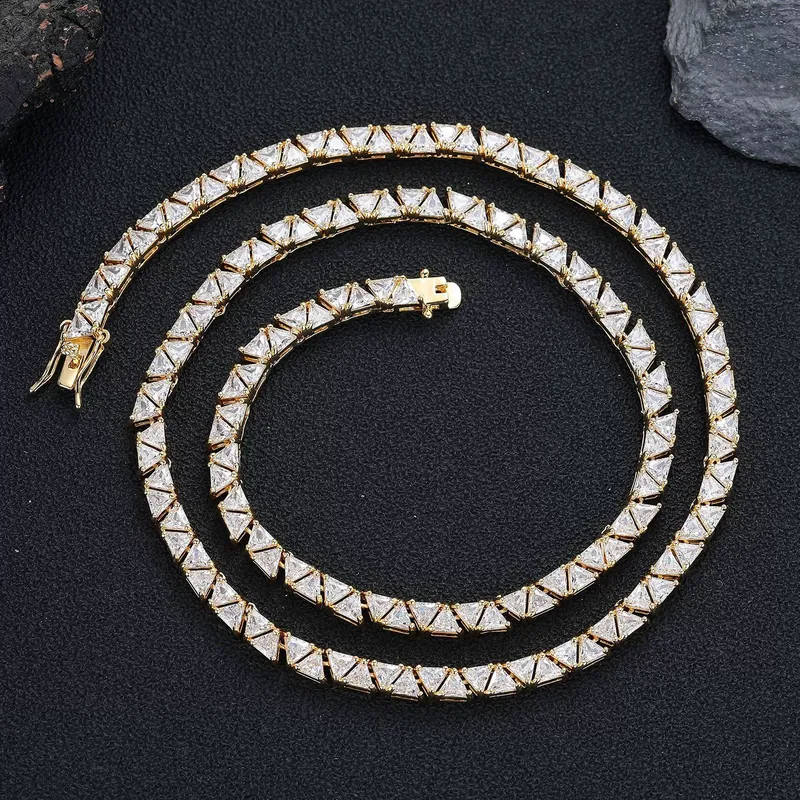 Kupfer Zirkonia Geometrische Tennis Kette