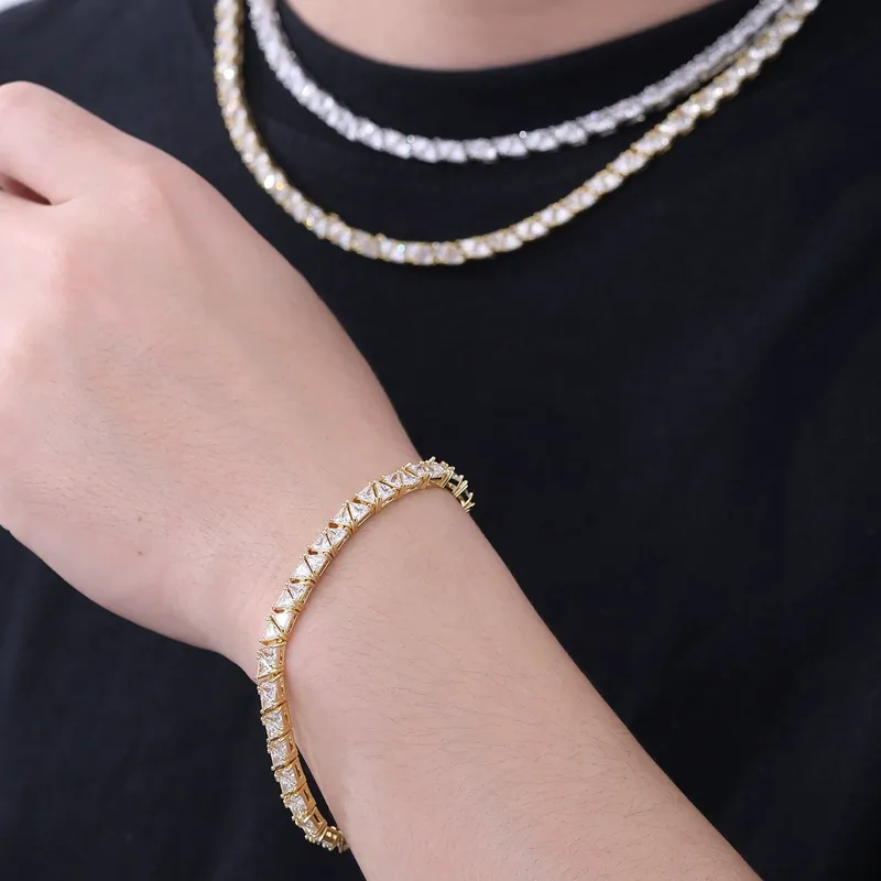 Kupfer Zirkonia Geometrische Tennis Kette