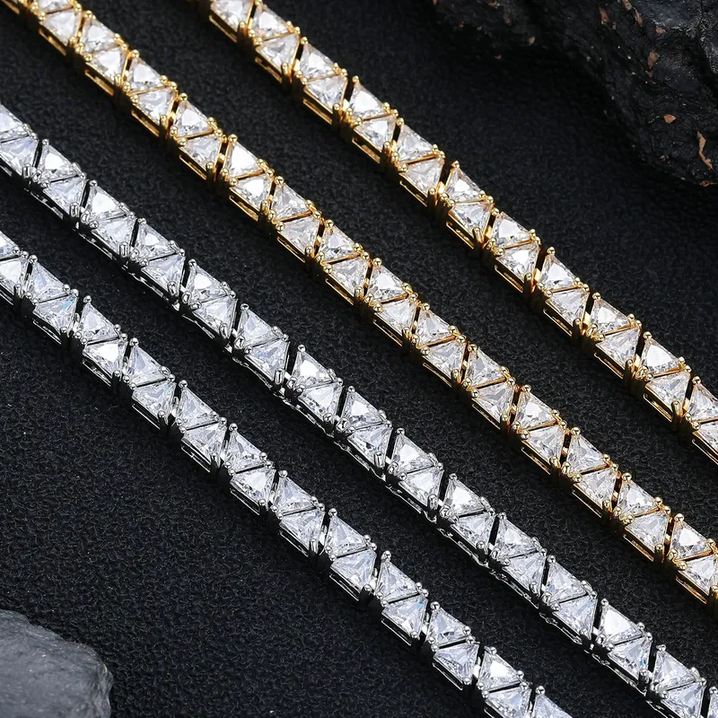 Kupfer Zirkonia Geometrische Tennis Kette