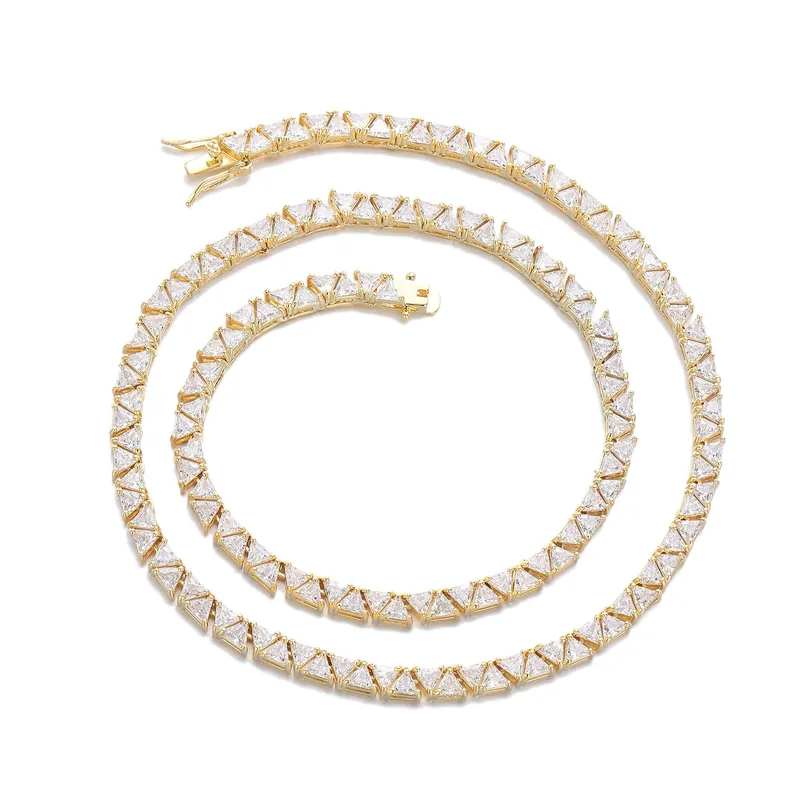 Kupfer Zirkonia Geometrische Tennis Kette