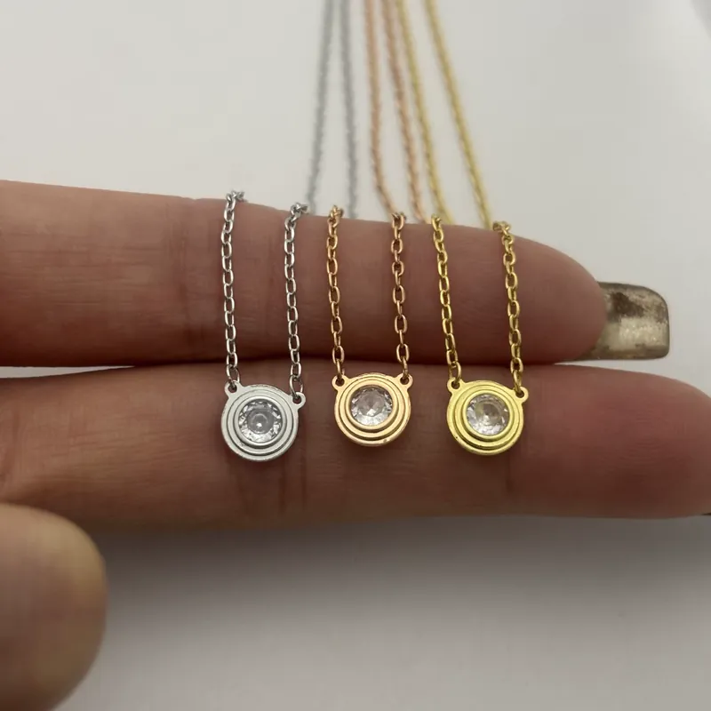 Zircon UFO Pendant Necklace Minimalist