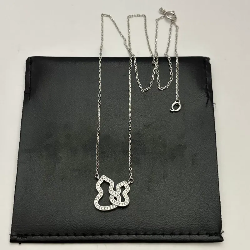 Zircon Double Gourd Pendant Necklace Rose Gold