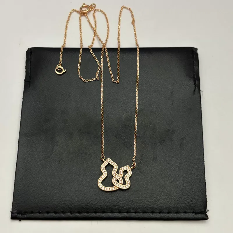 Zircon Double Gourd Pendant Necklace Rose Gold