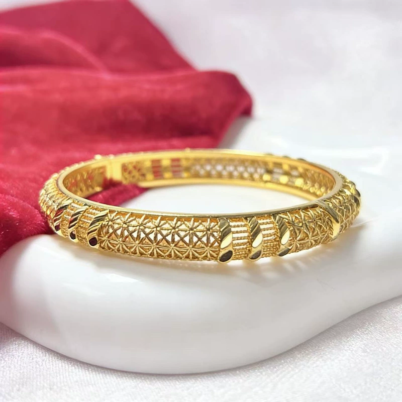 24K Gold Plated Hollow Flower Bangle