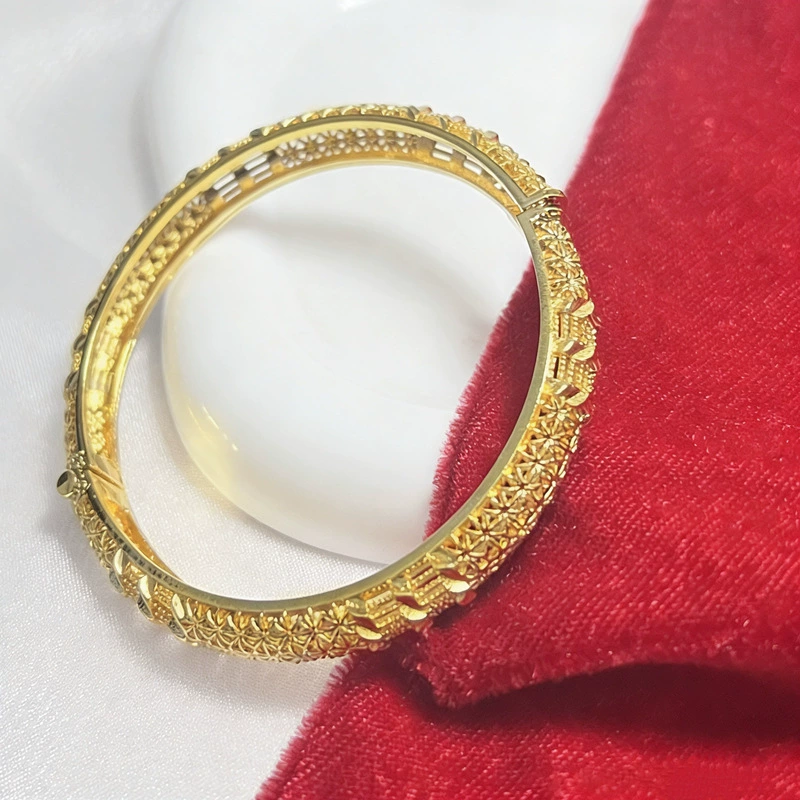 24K Gold Plated Hollow Flower Bangle