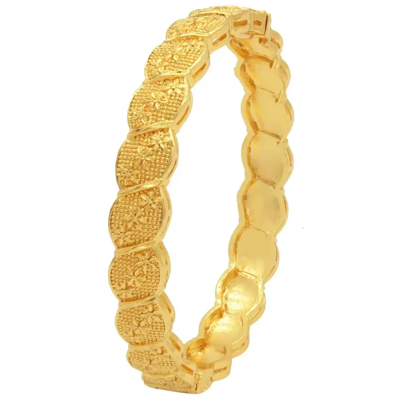 24K Gold Plated Hollow Flower Bangle