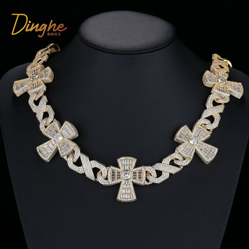 Titanium Steel Zircon Cross Cuban Chain