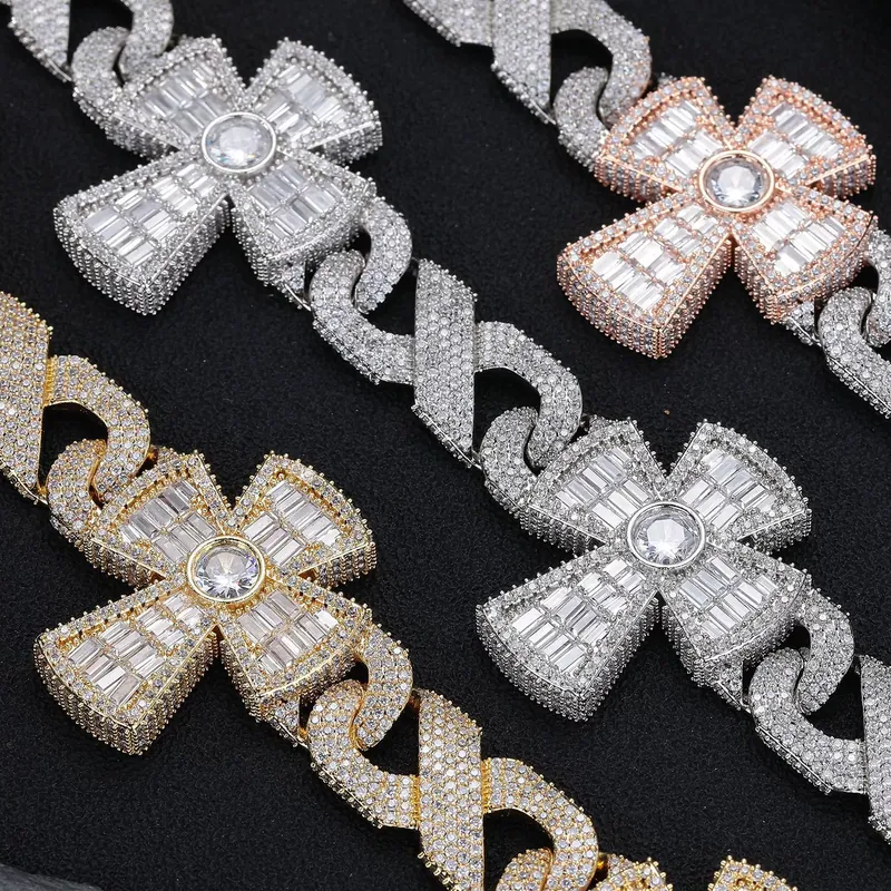 Titanium Steel Zircon Cross Cuban Chain