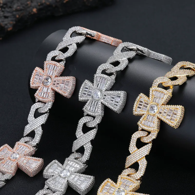 Titanium Steel Zircon Cross Cuban Chain