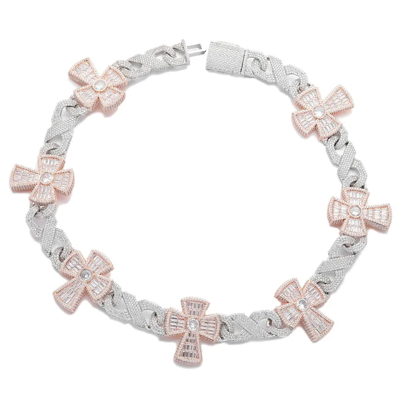 Titanium Steel Zircon Cross Cuban Chain