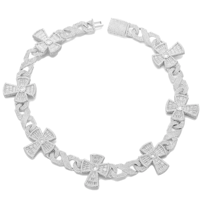 Titanium Steel Zircon Cross Cuban Chain