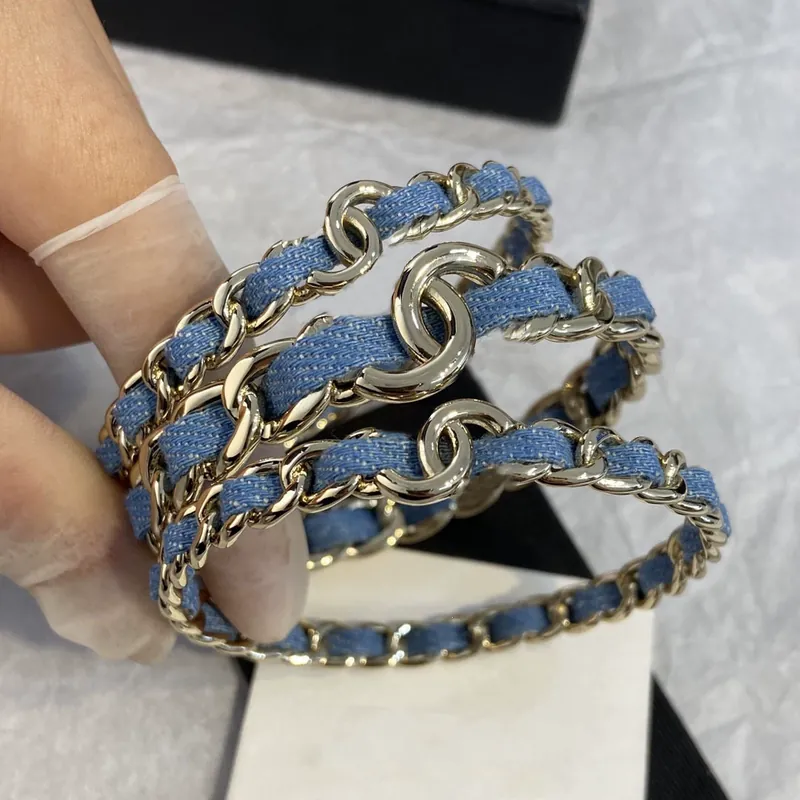 Alloy Denim Bangle Set of 3