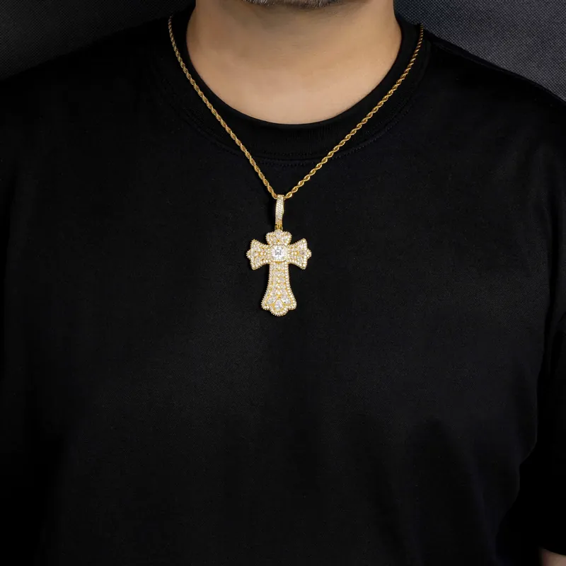 Copper Zircon Cross Pendant Necklace