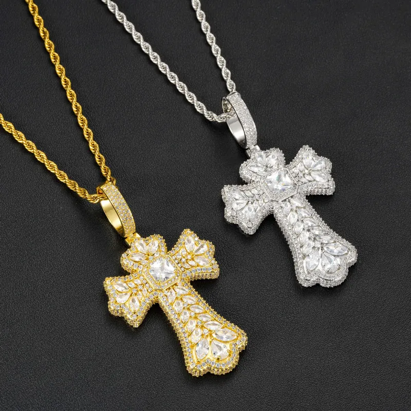 Copper Zircon Cross Pendant Necklace