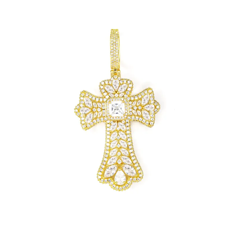 Copper Zircon Cross Pendant Necklace