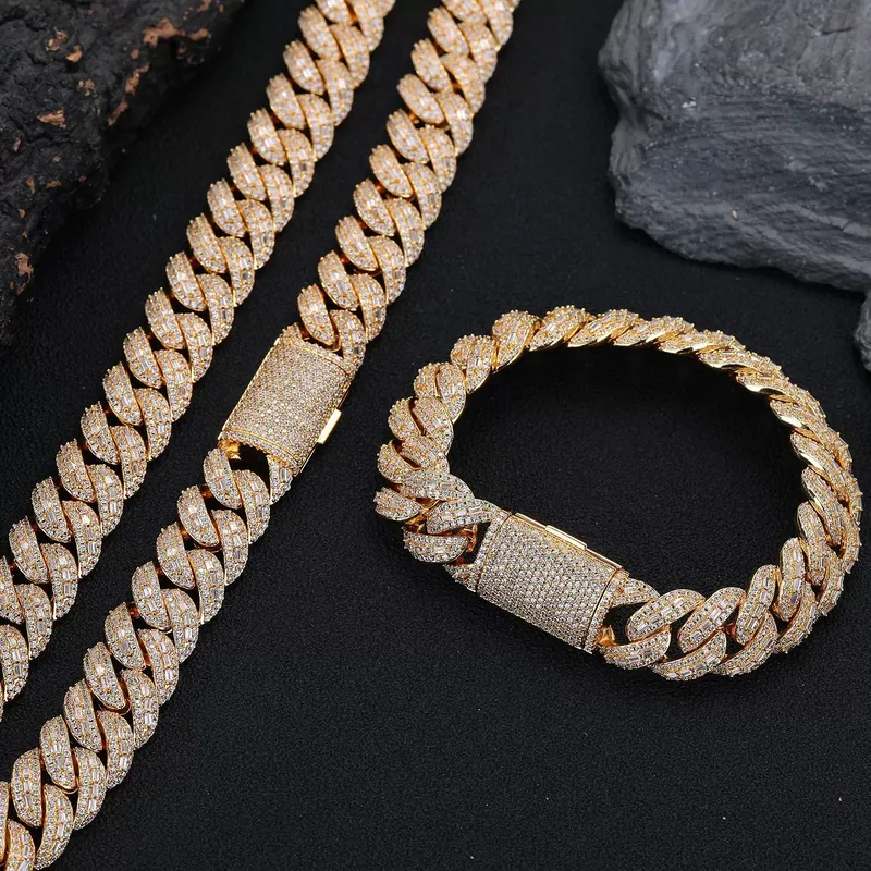 Titanium Steel Zircon Cuban Chain Necklace