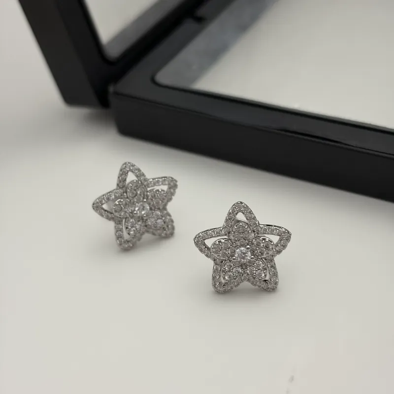 Zircon Flower Stud Earrings Sparkling