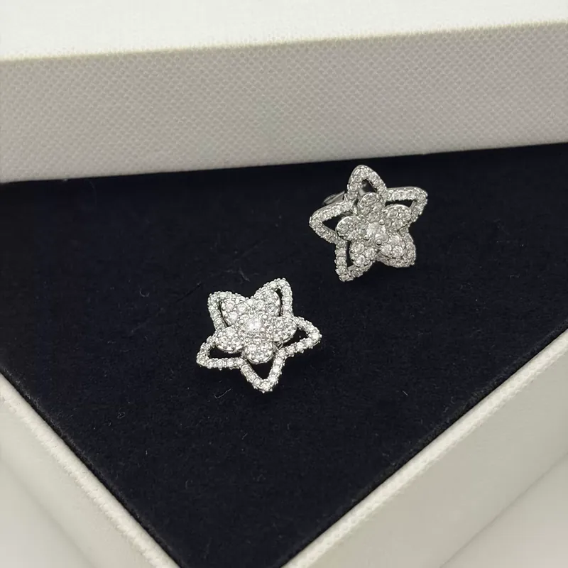 Zircon Flower Stud Earrings Sparkling