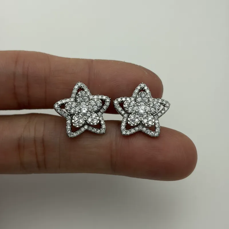 Zircon Flower Stud Earrings Sparkling