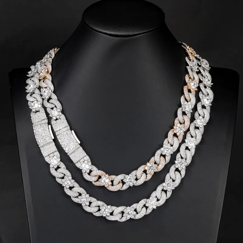 Copper Zircon Flower Cuban Chain