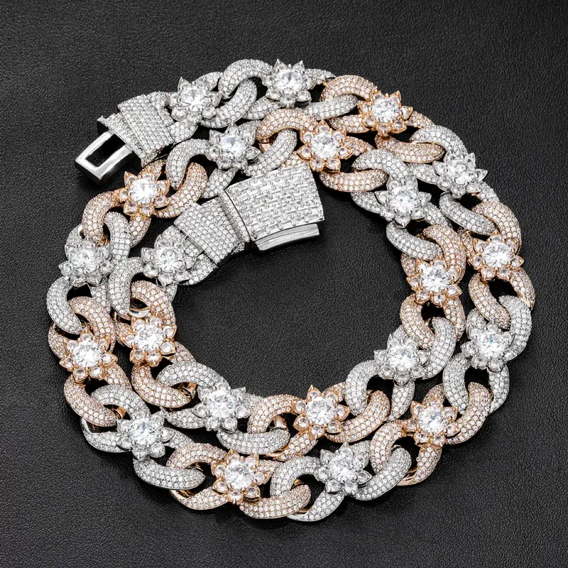 Copper Zircon Flower Cuban Chain