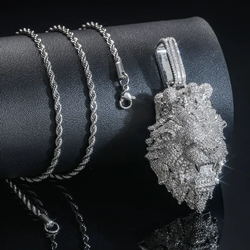 Copper Zircon Lion Head Cuban Chain