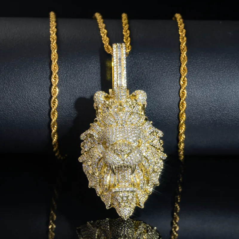 Copper Zircon Lion Head Cuban Chain