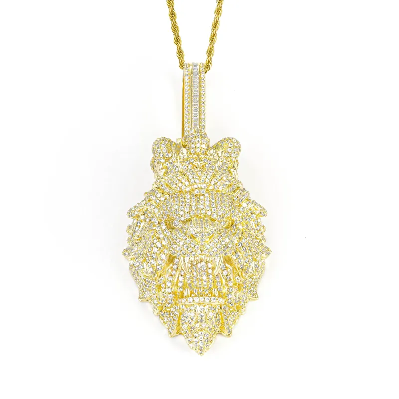 Copper Zircon Lion Head Cuban Chain