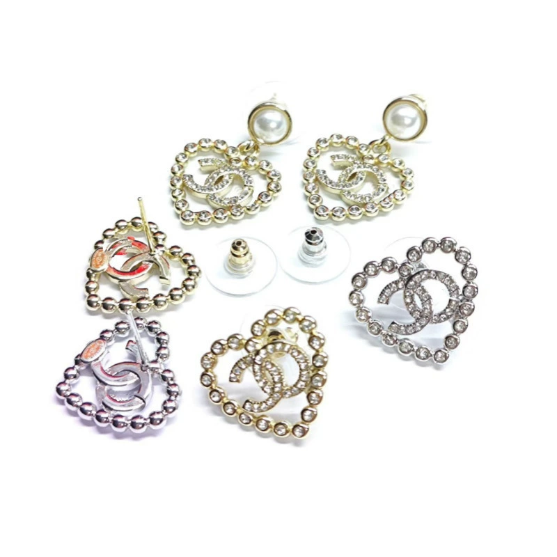 Zircon Heart Cutout Earrings Pearl Accent